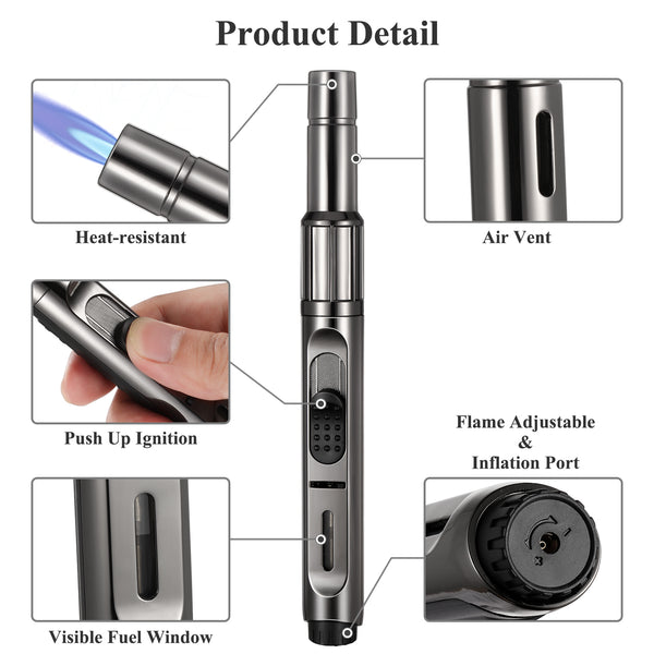 Buy Torch Lighters, 2 Pack, Butane Lighter, Adjustable Jet Flame Pen Torch Lighter Windproof Butane Refillable Gas Torch Lighter Long Lighter For Candle Grill Bbq Butane Not Included Gunmetal