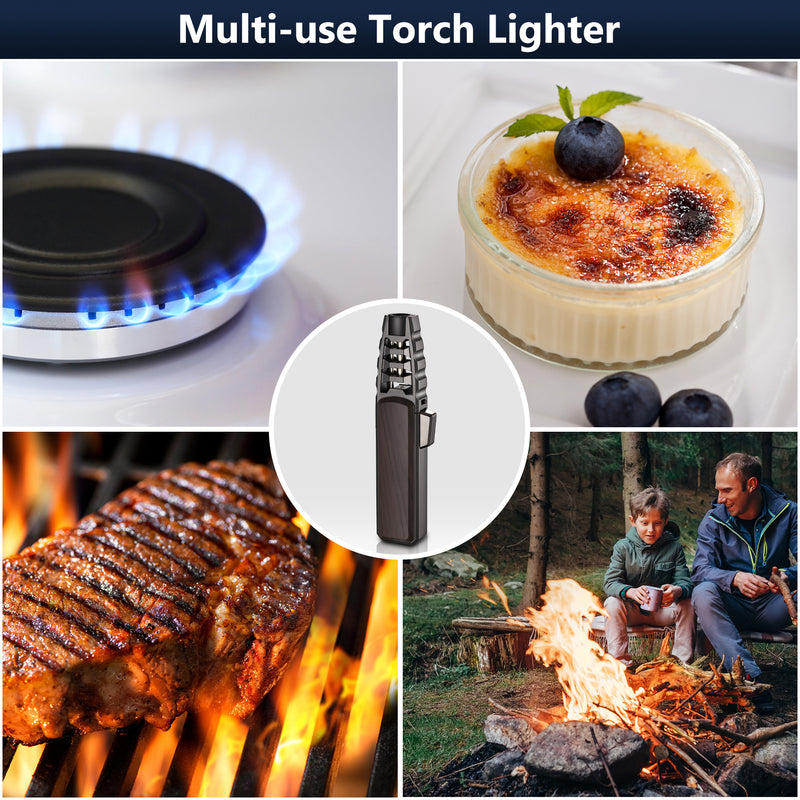 Harygate Torch Lighter, Refillable Kitchen Cooking Torch Windproof Adjustable Flame Solar Beam Torch Blow Torch with Safety Lock for BBQ Baking(Butane Gas Not Included)